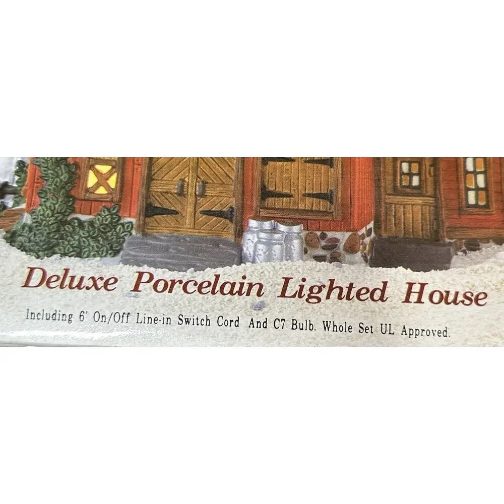 Vtg O'Well Heartland Valley Village Red Barn w/ Silo Lighted Porcelain House 90s
